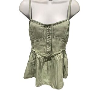 Free People We The Free Reworked Denim Top Sea Mist XS New with Tag